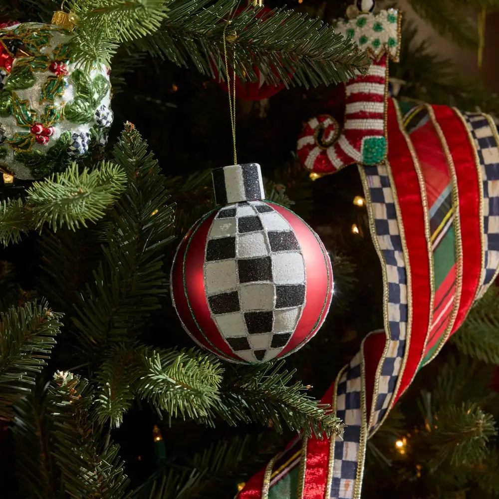 Tartan Glass Large Ball Ornaments, Set of 6 Secondary image