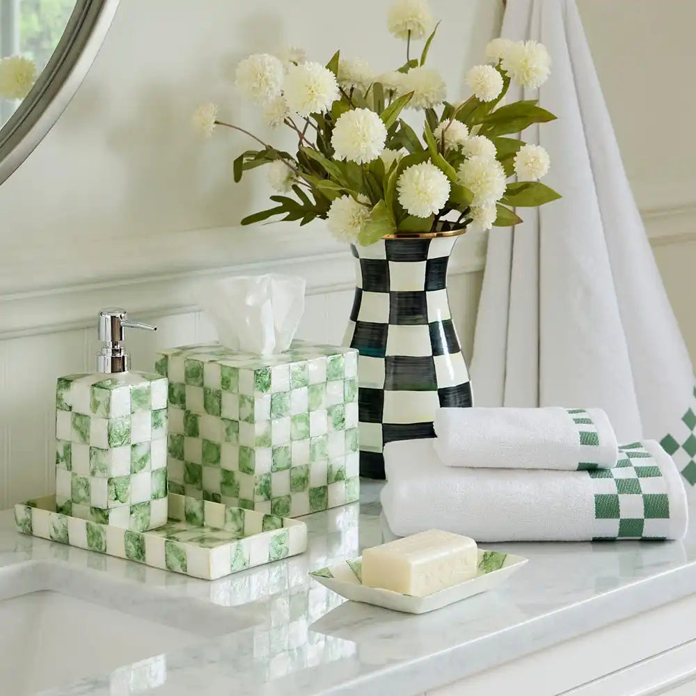 Sage Check Capiz Boutique Tissue Box Cover Secondary image