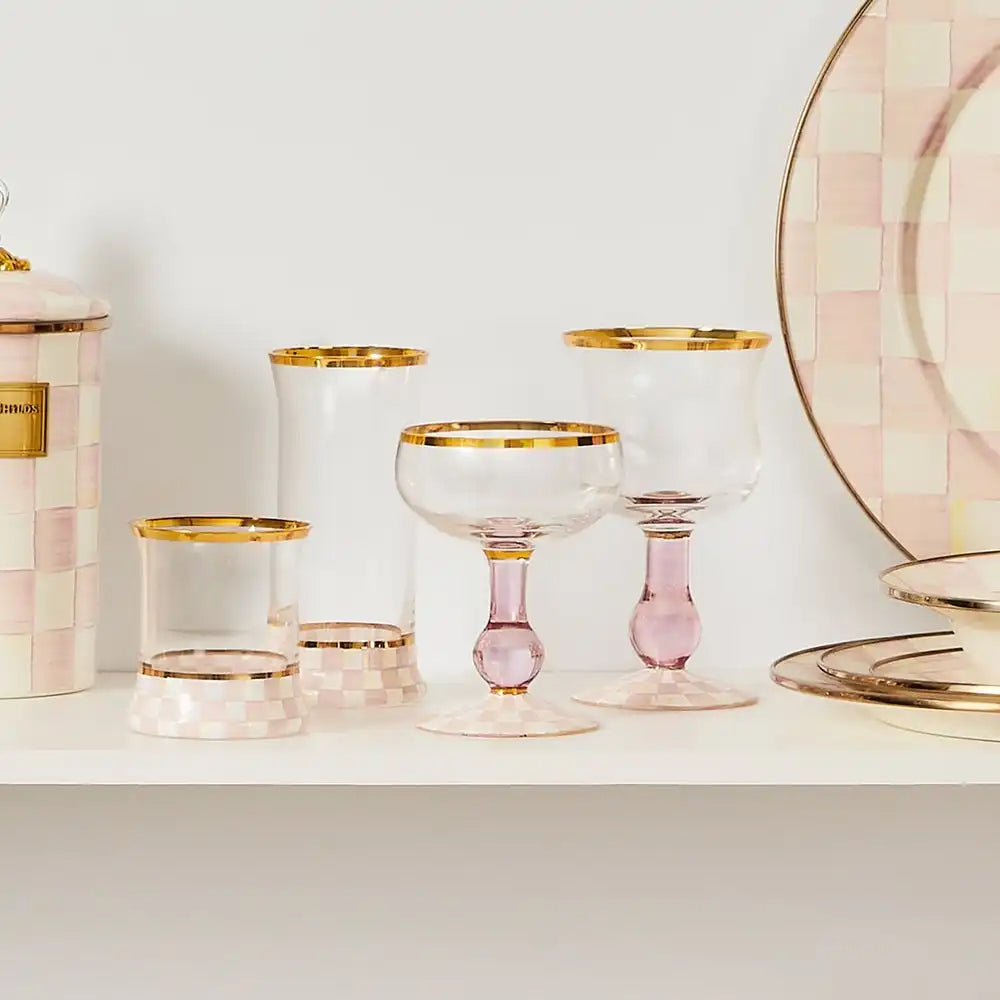 Rosy Check Tumbler Glass, Set of 2