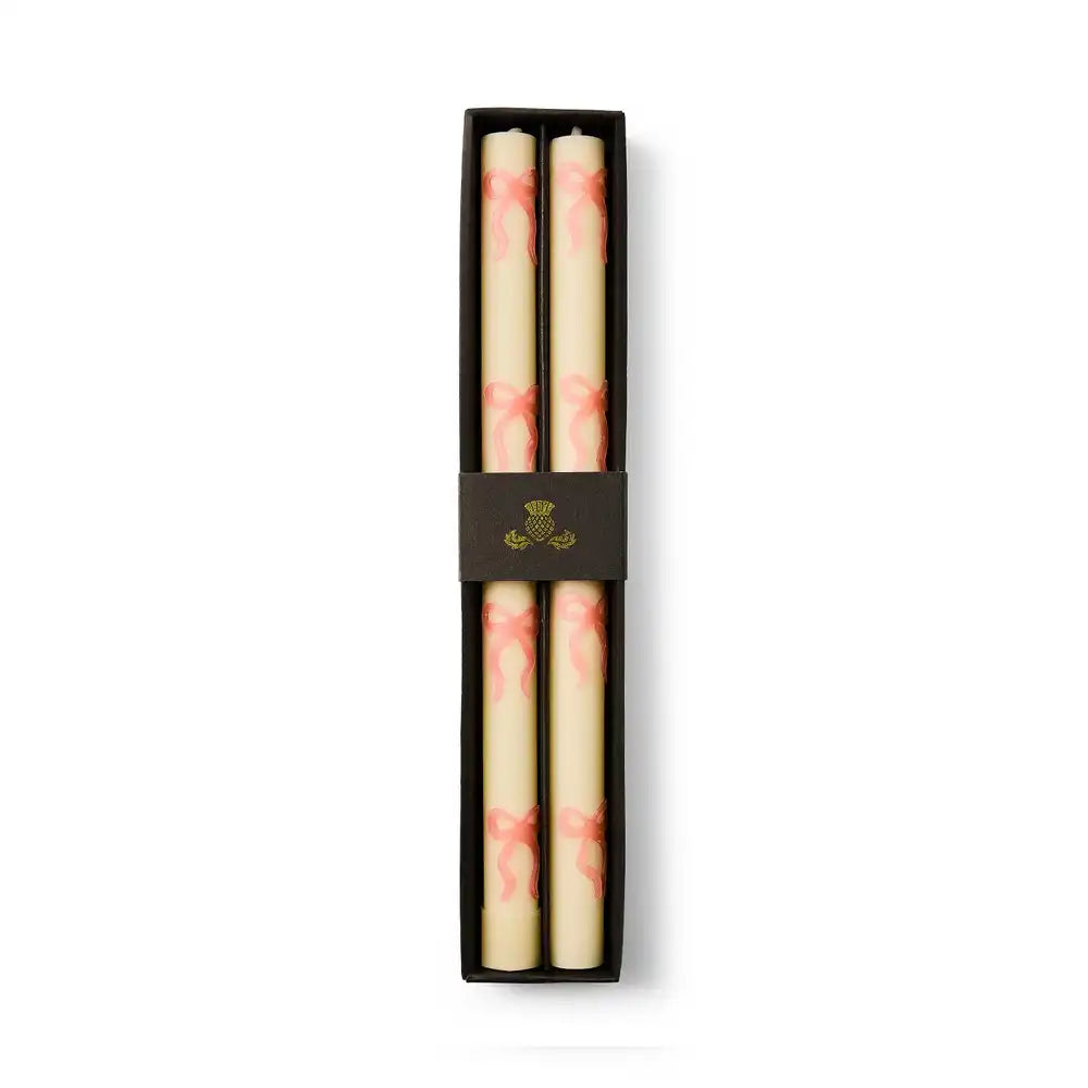 Black Bow Dinner Candles, Set of 2