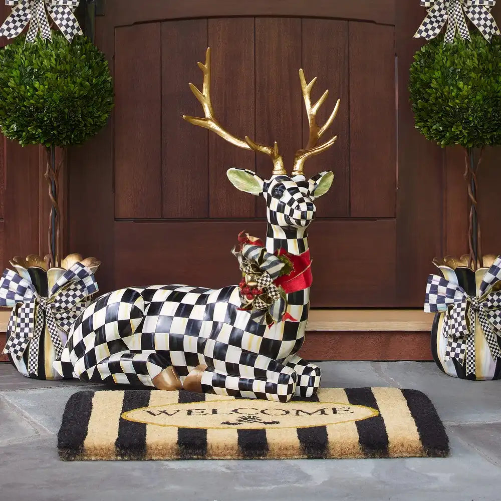 Welcome Awning Stripe Double Door Entrance Mat