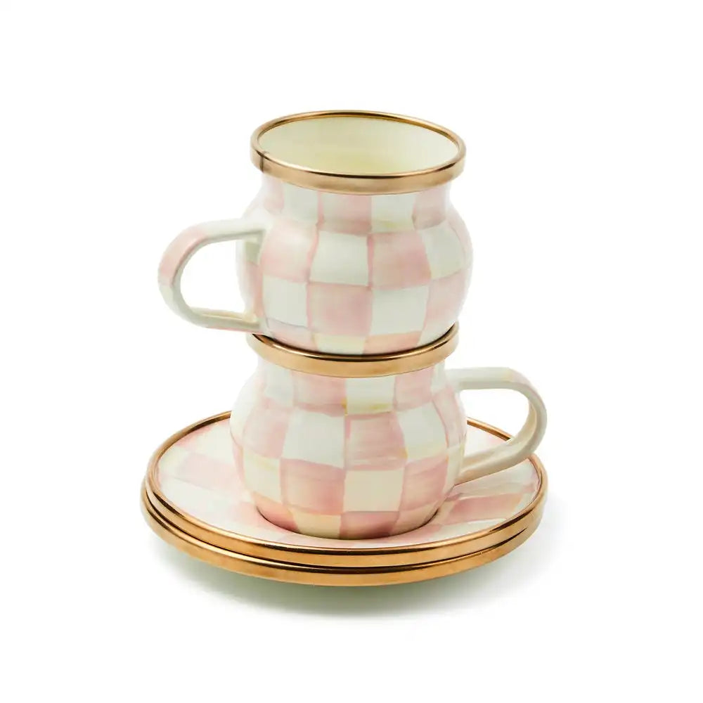 Sky Check Espresso Cup & Saucer Set