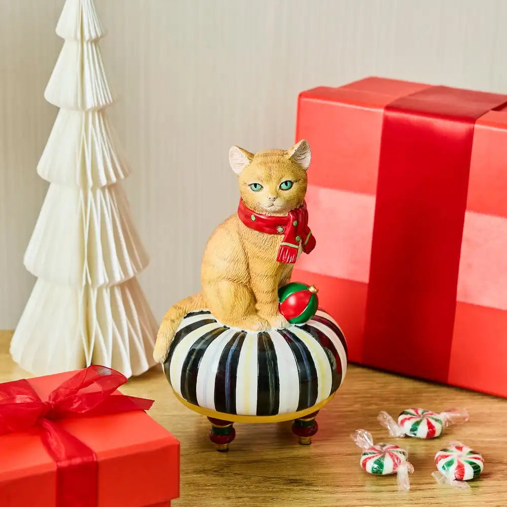 Holiday Cat on Tuffet Figurine Secondary image