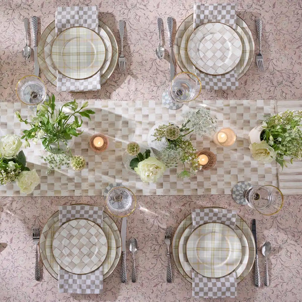 Mocha Check Dinner Plate