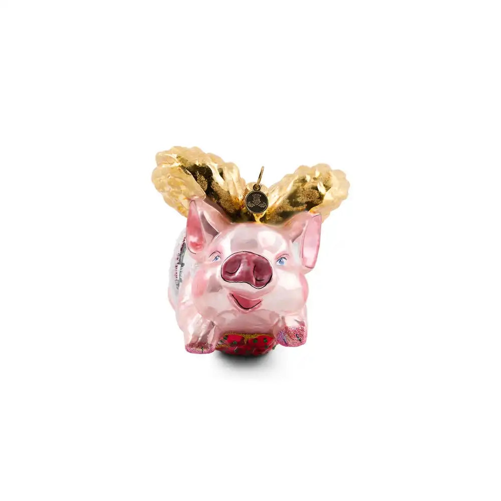 Flying Pig Glass Ornament