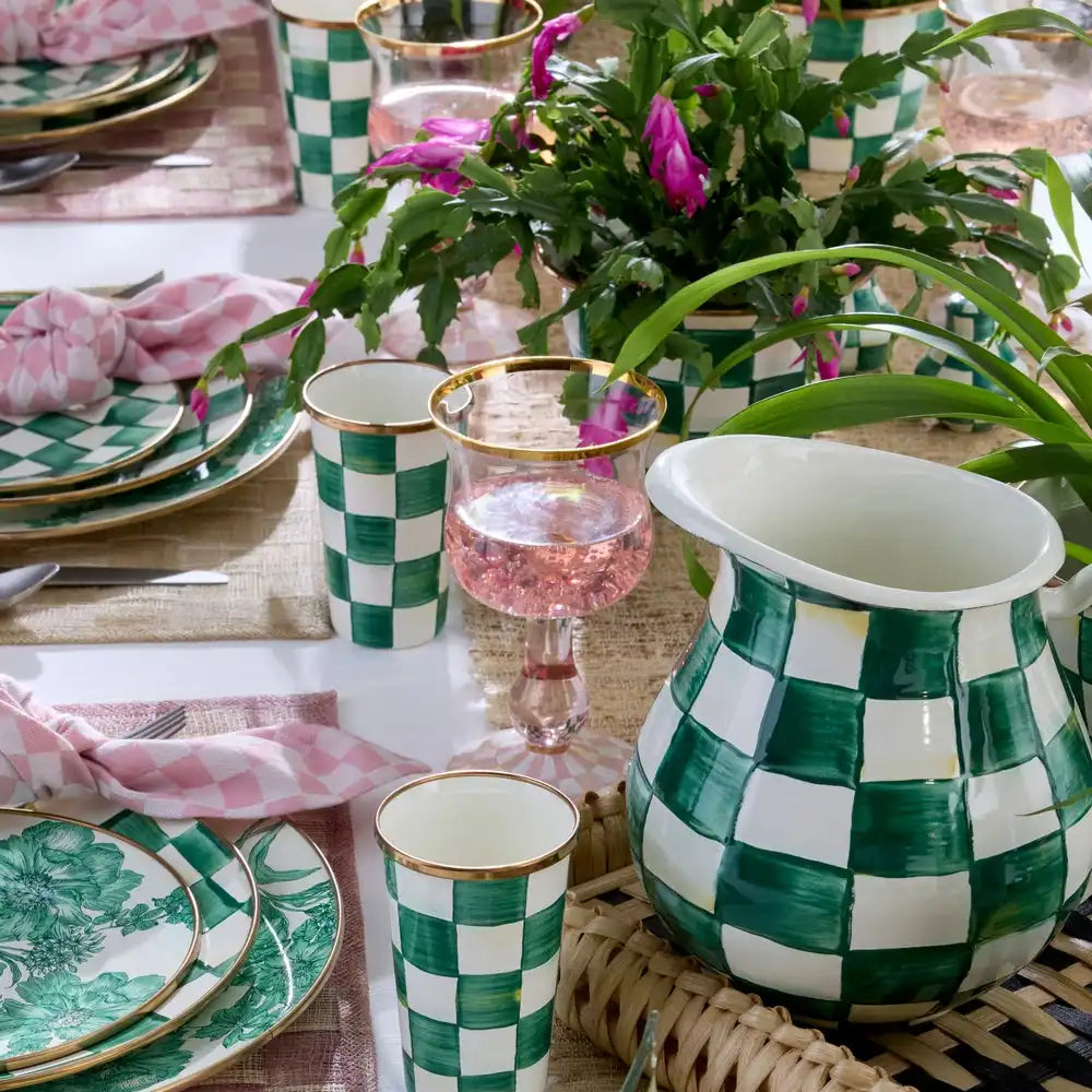 Rosy Check Tumbler Glass, Set of 2