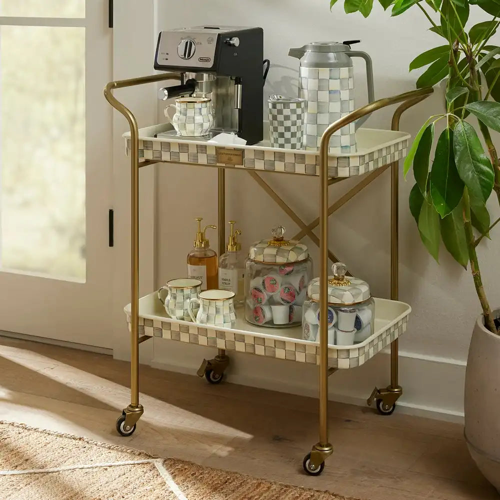 Mocha Check 3-Tier Kitchen Cart