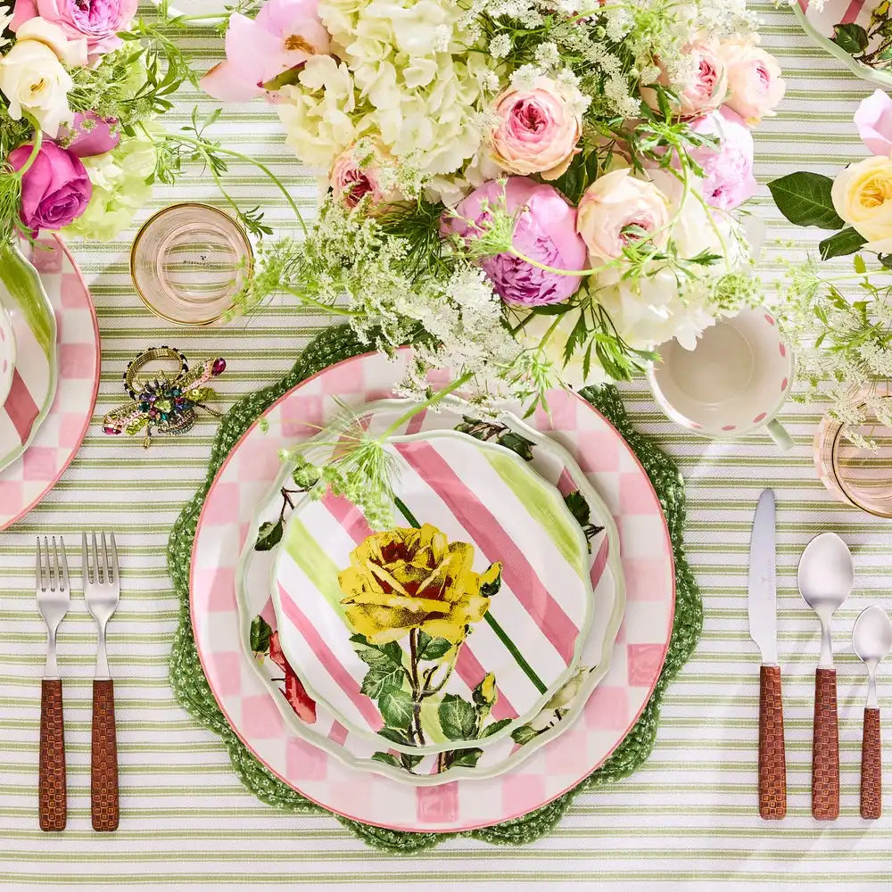 Pink Check Round Platter