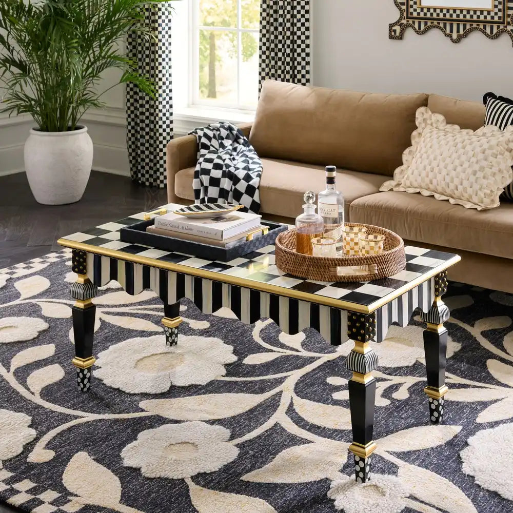 Mocha Check & Stripe Coffee Table