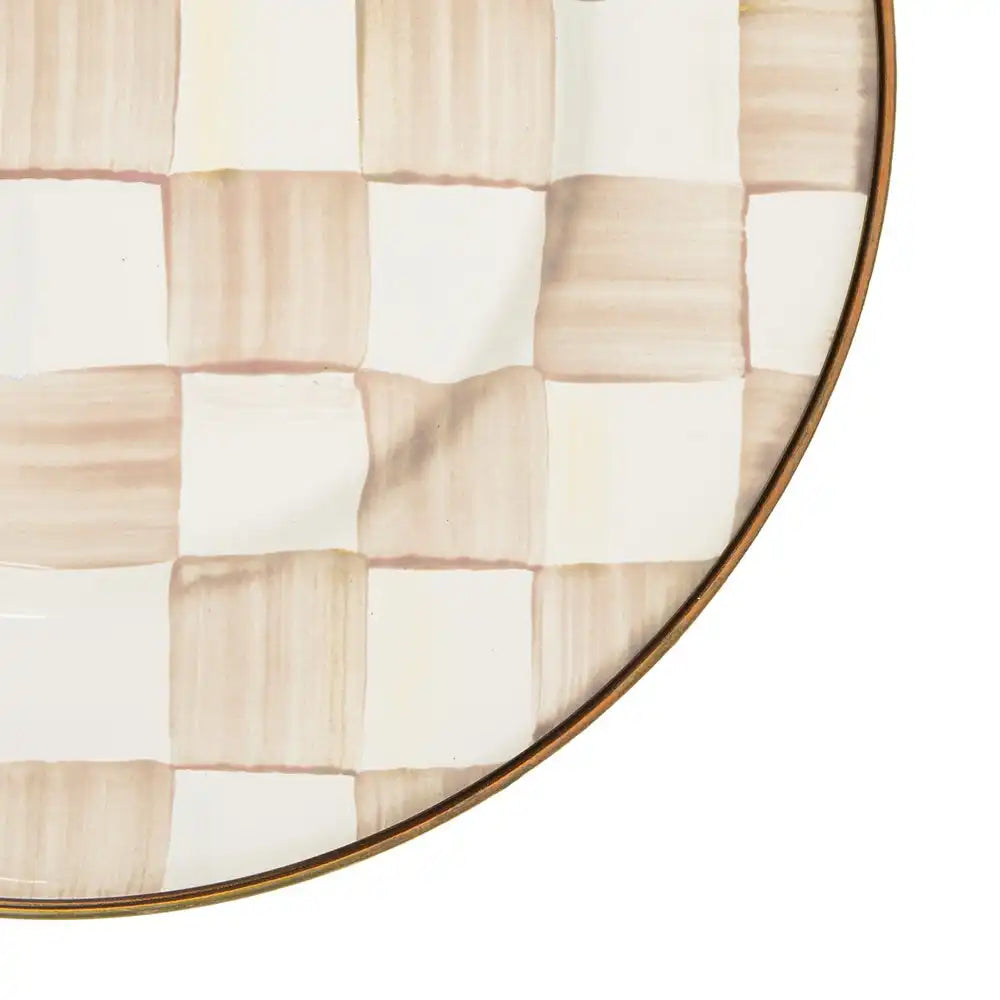 Mocha Check Dinner Plate