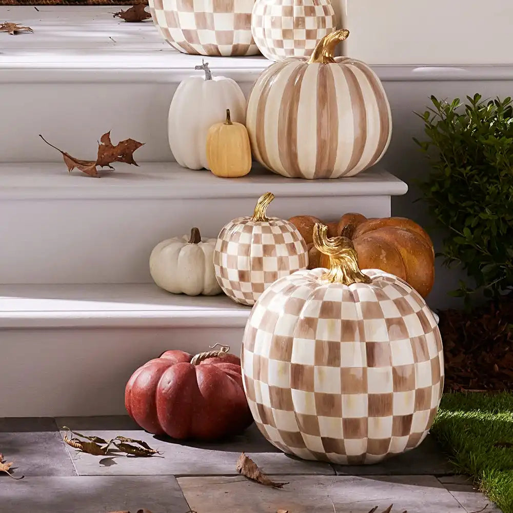 Mocha Check Mini Pumpkin