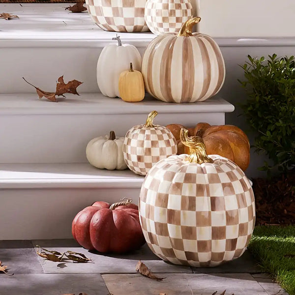 Mocha Check Mini Pumpkin