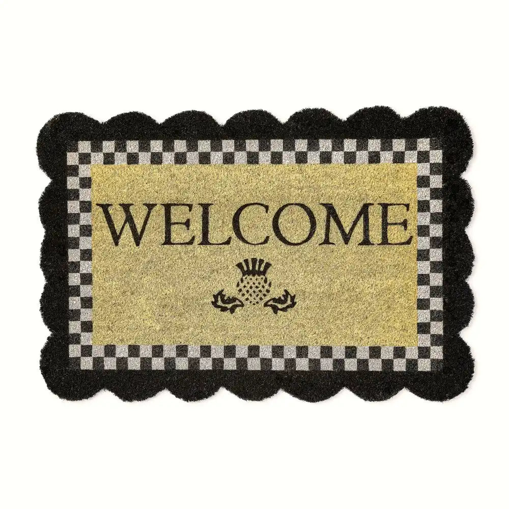 Black Scalloped Welcome Entrance Mat Main image