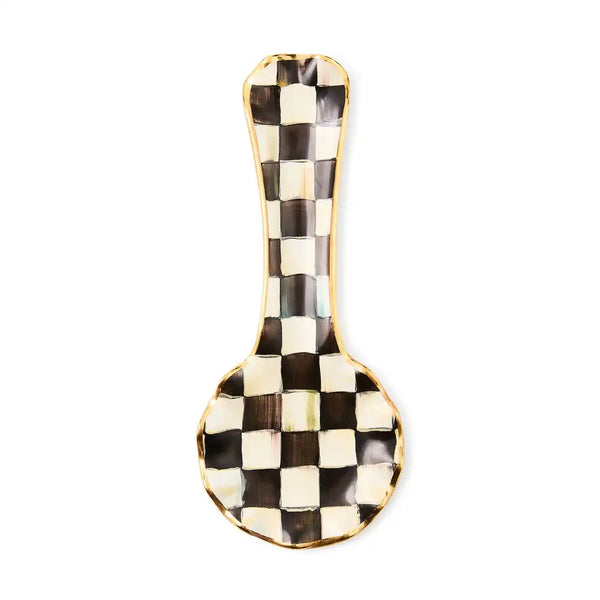 Violet Check Ceramic Spoon Rest