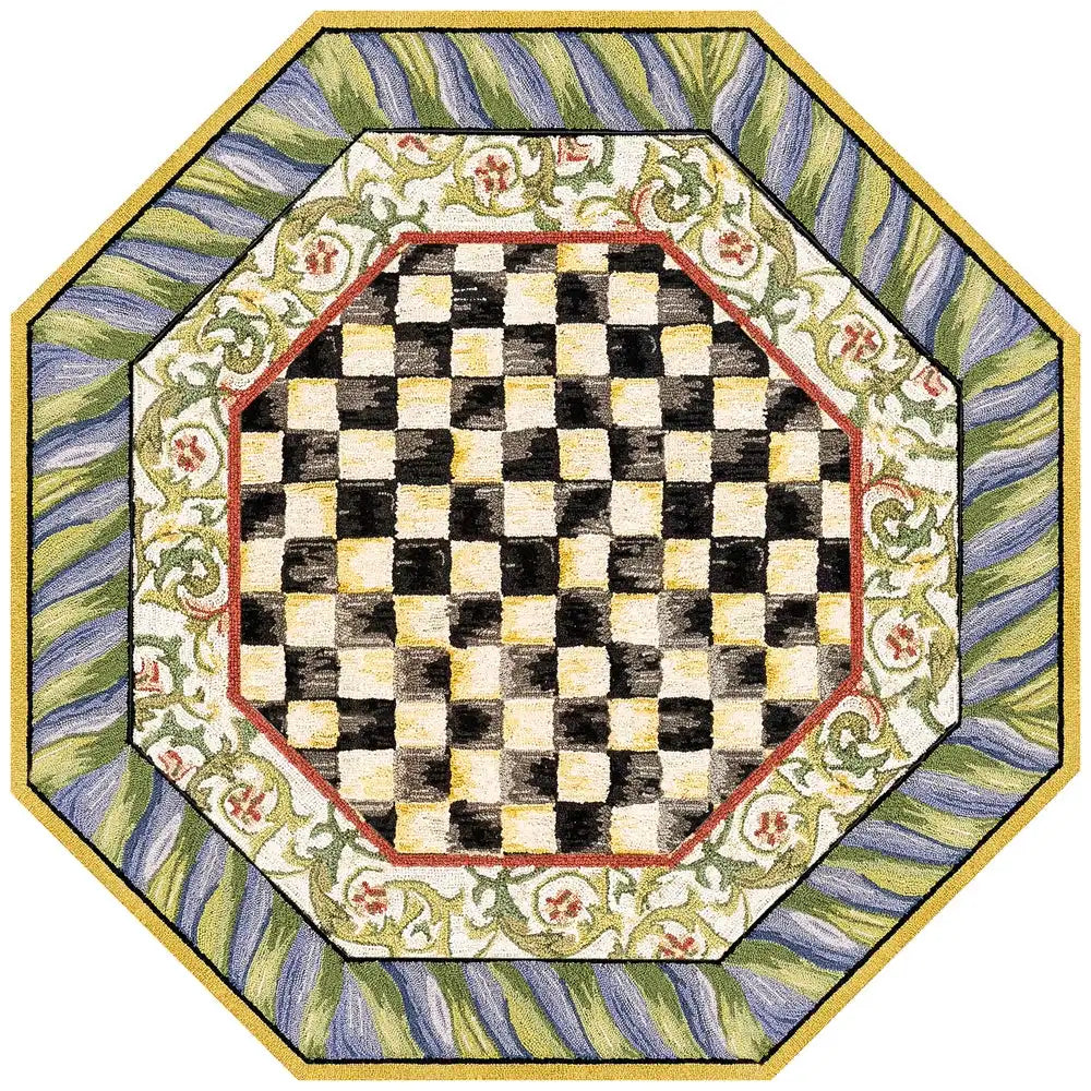 Courtly Check Purple & Green 3' x 5' Washable Rug