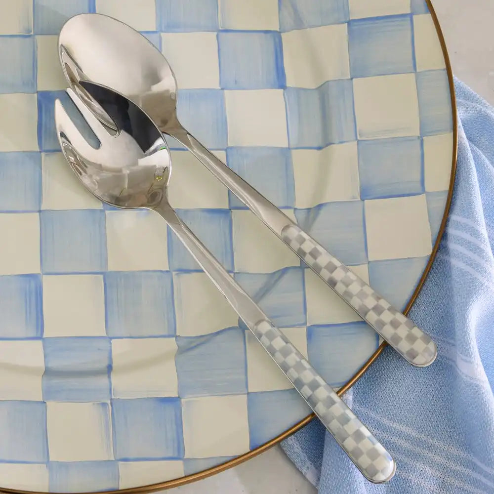 Mocha Check Bistro Salad Serving Set