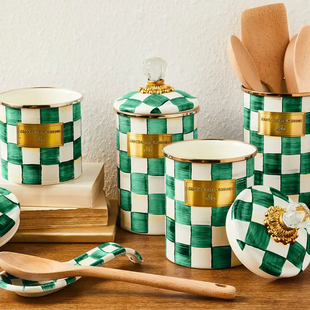 Emerald Check Small Canister