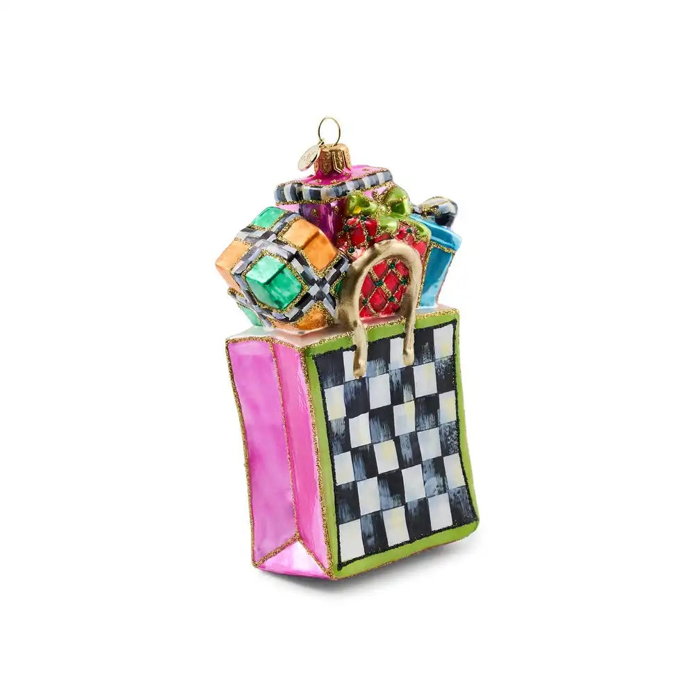 Confetti Shopping Bag Glass Ornament