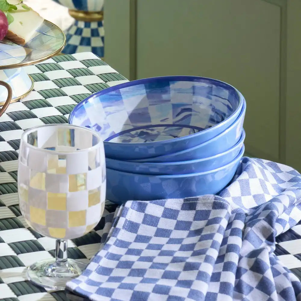 Green Marble Check Melamine Small Bowls, Set of 4