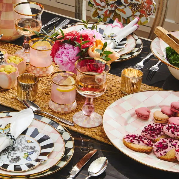 Rosy Check Tumbler Glass, Set of 2