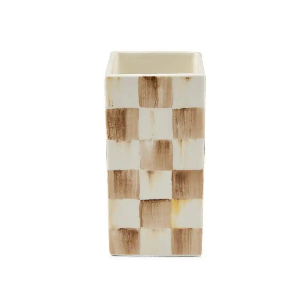Sage Check Pillar Vase