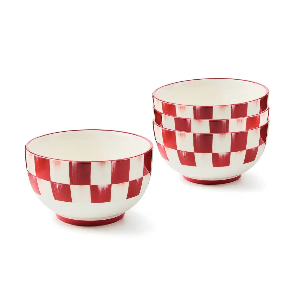 Cherry Check Salad Plates, Set of 4