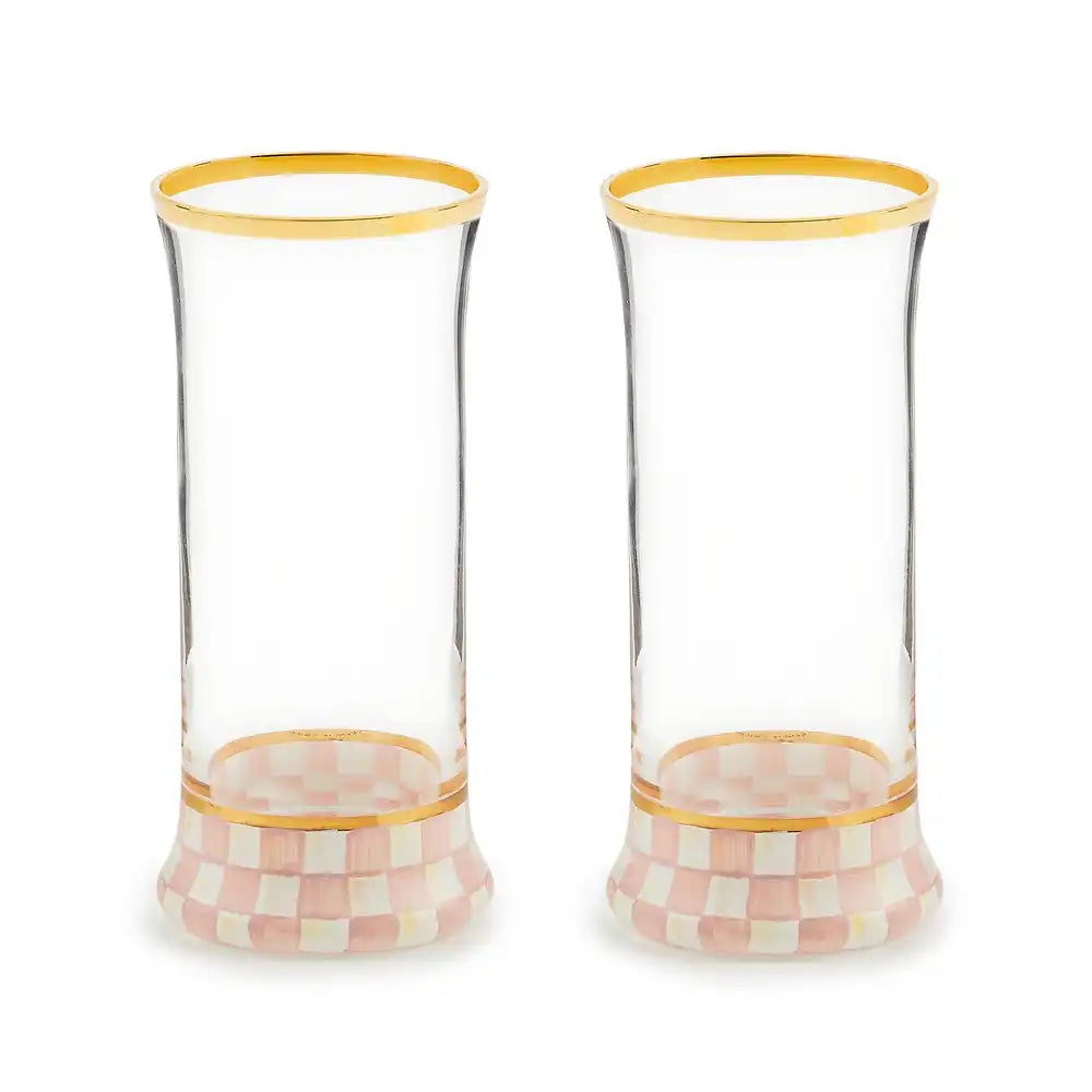 Rosy Check Tumbler Glass, Set of 2