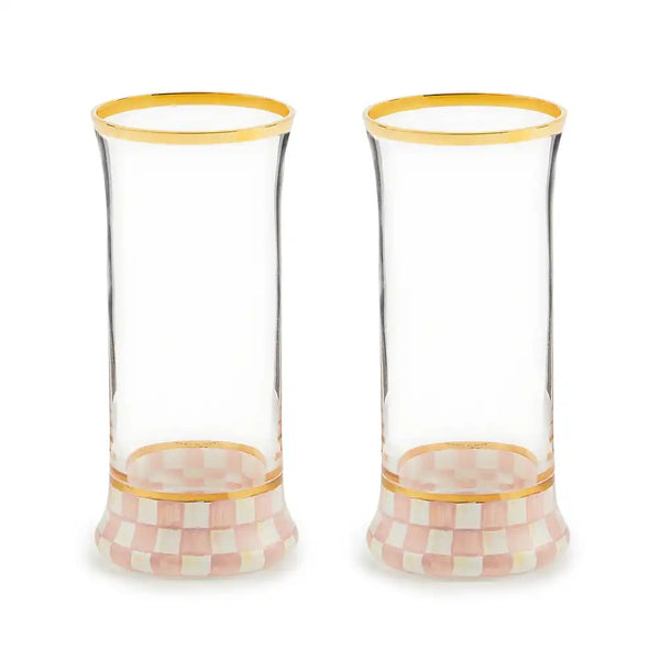 Rosy Check Tumbler Glass, Set of 2