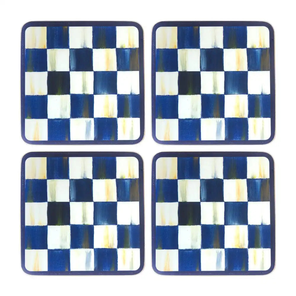 Courtly Checked Cork Back Coasters, Set of 4