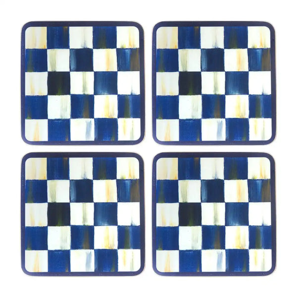 Courtly Checked Cork Back Coasters, Set of 4