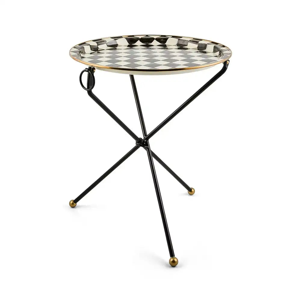 Sky Check Enamel Tilt Accent Table