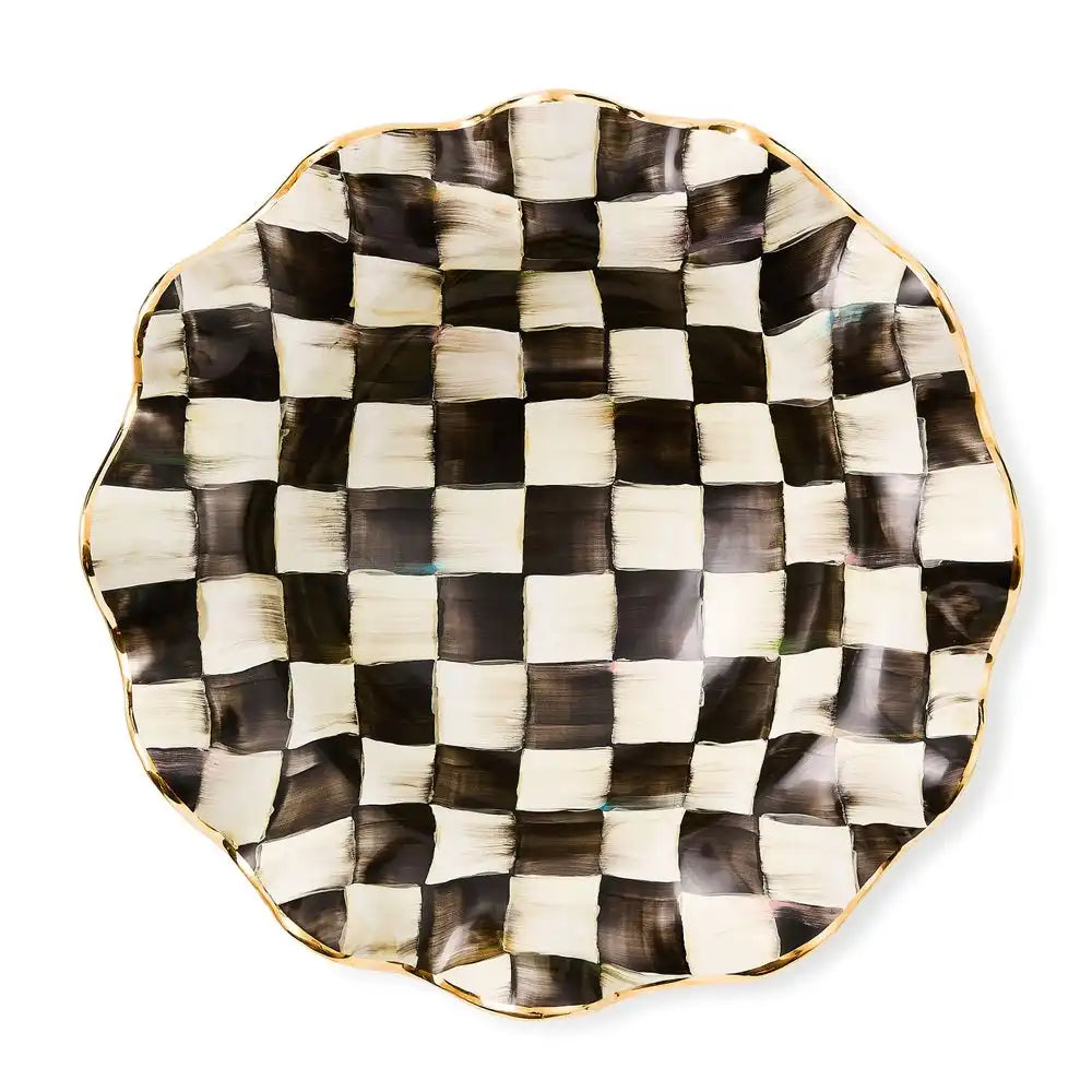Rosy Check Medium Ceramic Fluted Serving Bowl