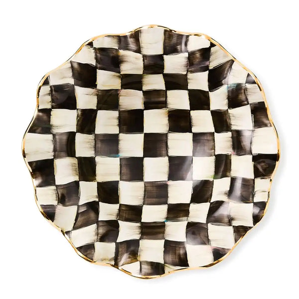 Rosy Check Medium Ceramic Fluted Serving Bowl