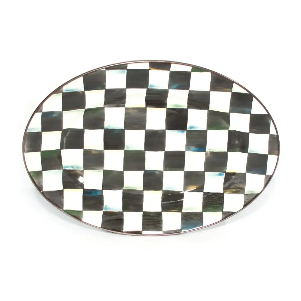 Sky Check Medium Oval Platter