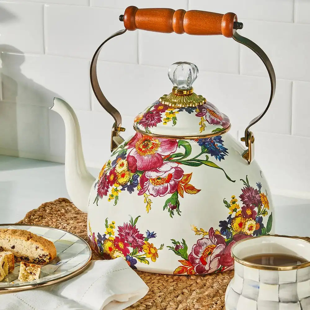 Rosy English Garden 2 Quart Tea Kettle