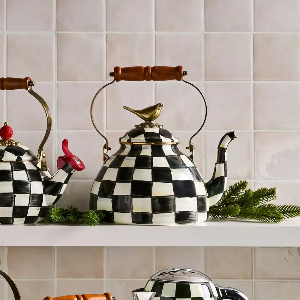 Courtly Check 3 Quart Tea Kettle with Bird