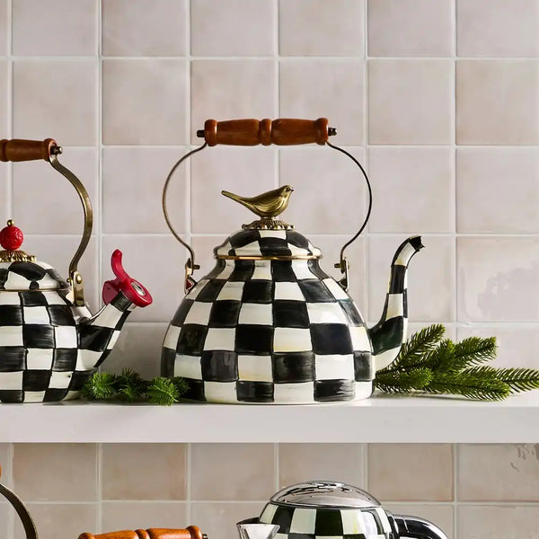 Courtly Check 3 Quart Tea Kettle with Bird