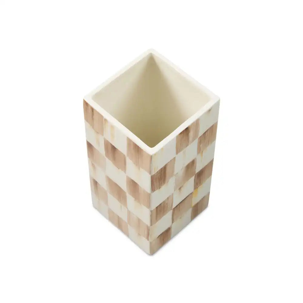 Sage Check Pillar Vase