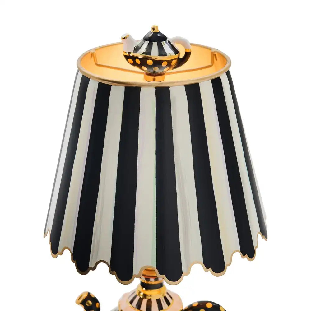 Rosy Check Ceramic Teapot Table Lamp