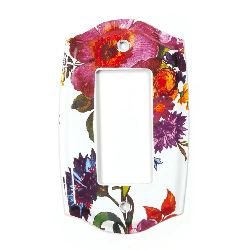 White Flower Market Enamel Switch Plate - Single Rocker Main image
