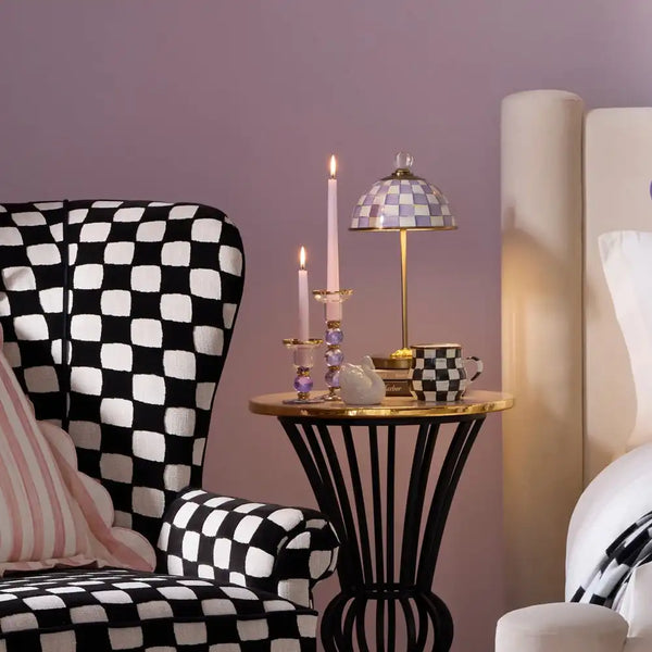 Courtly Check Large Glass Candlestick