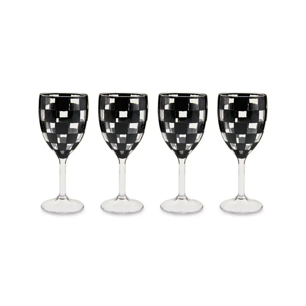 Black Check Acrylic Tumblers, Set of 4