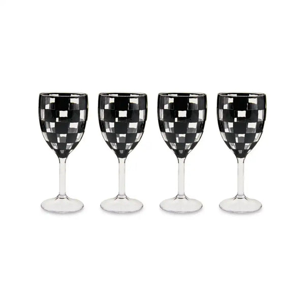 Black Check Acrylic Tumblers, Set of 4