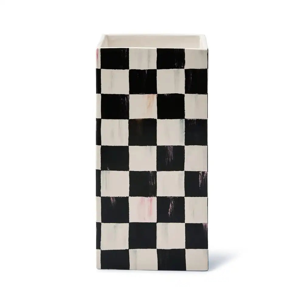 Sage Check Pillar Vase