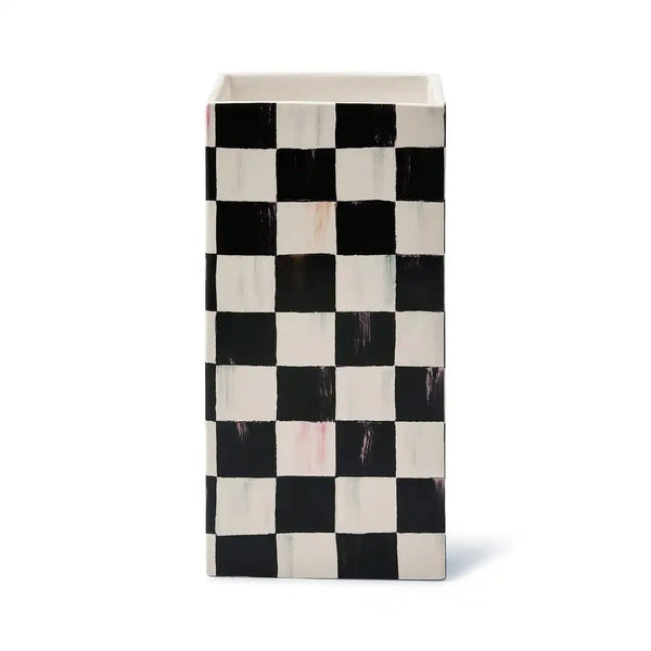 Sage Check Pillar Vase