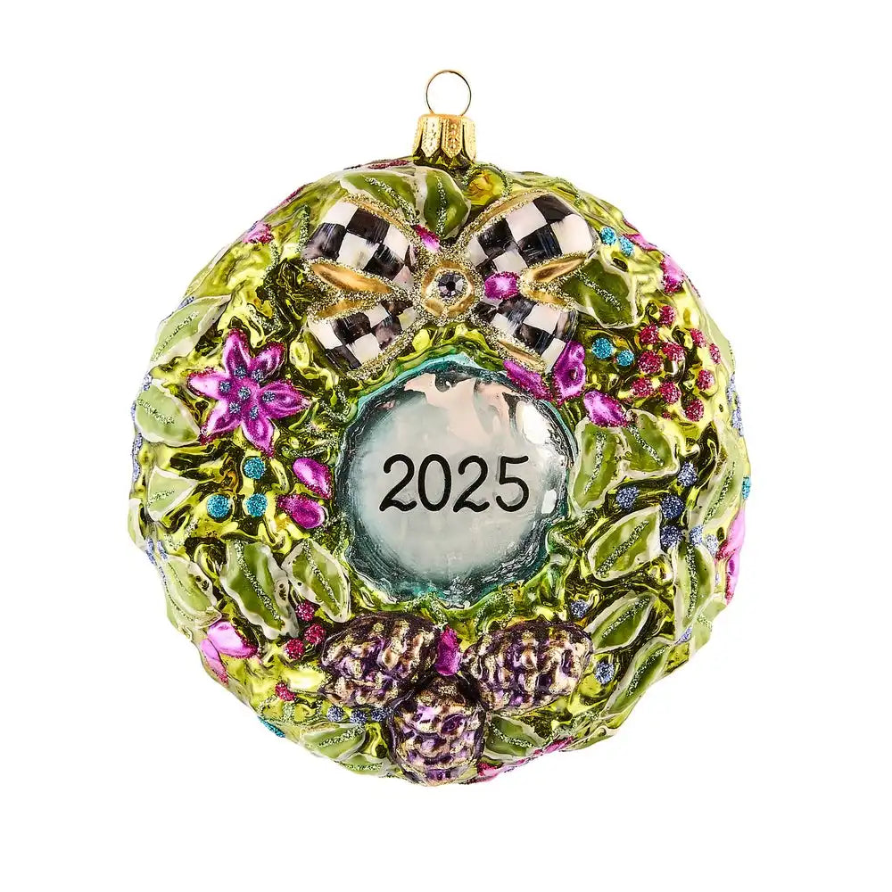 2025 Floral Wreath Glass Ornament
