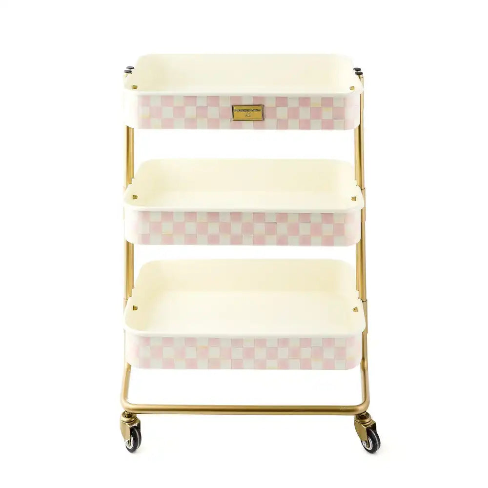 Mocha Check 3-Tier Kitchen Cart