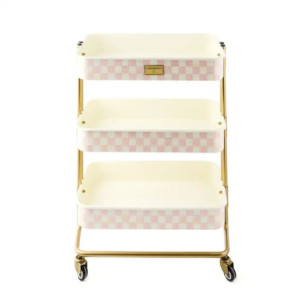 Mocha Check 3-Tier Kitchen Cart