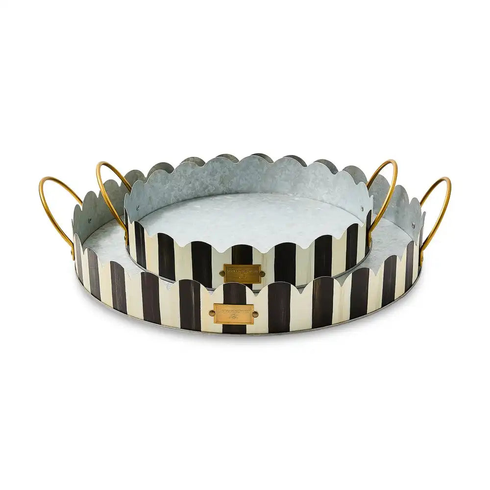 Mocha Stripe Serving Trays, Set of 2