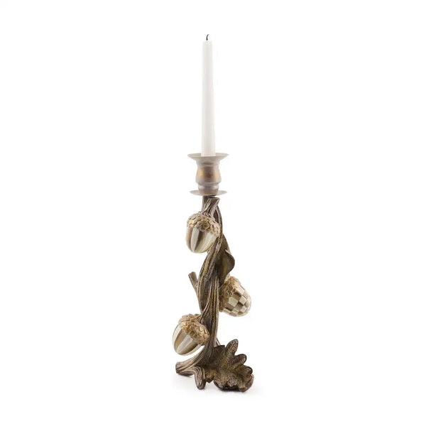 Mocha Check Acorn Candle Holder